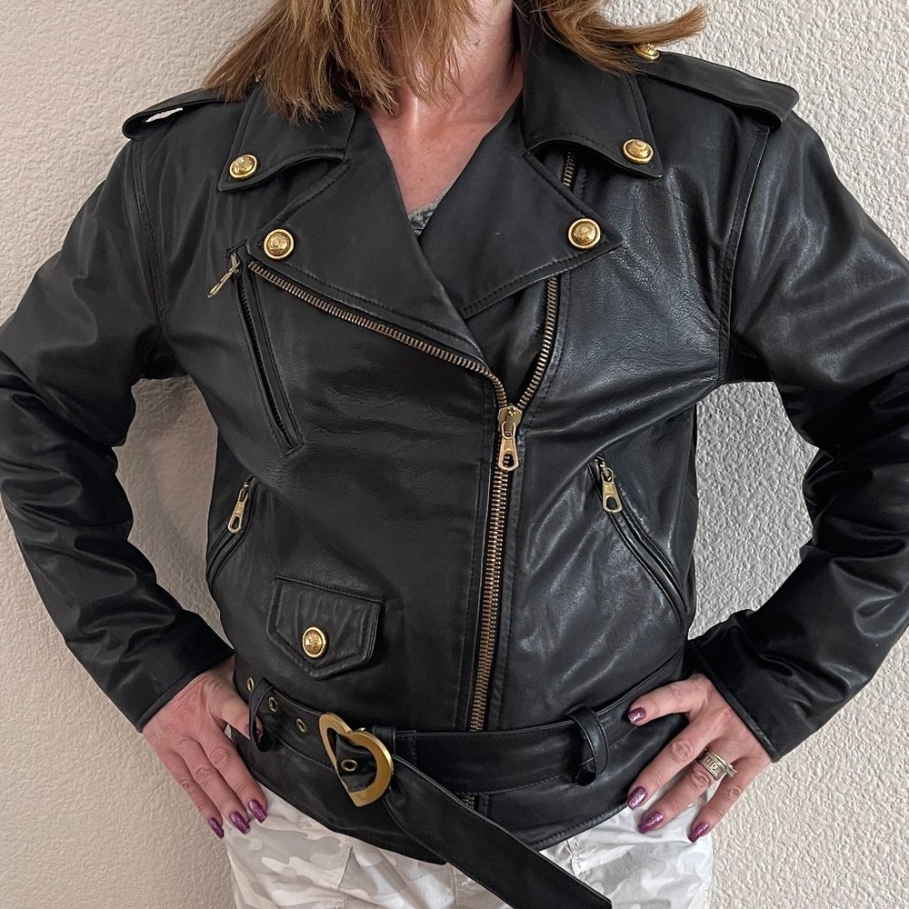 Auc Versace Leather Bomber Black Jacket - Picture 3 of 17